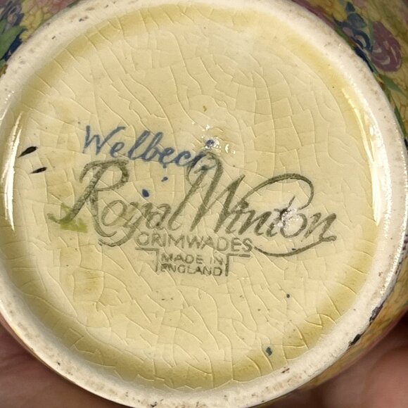 RARE Vtg Welbeck Royal Winton ROSEBUD Chintz Decor On Yellow Jam/Jelly & Lid - Picture 4 of 5